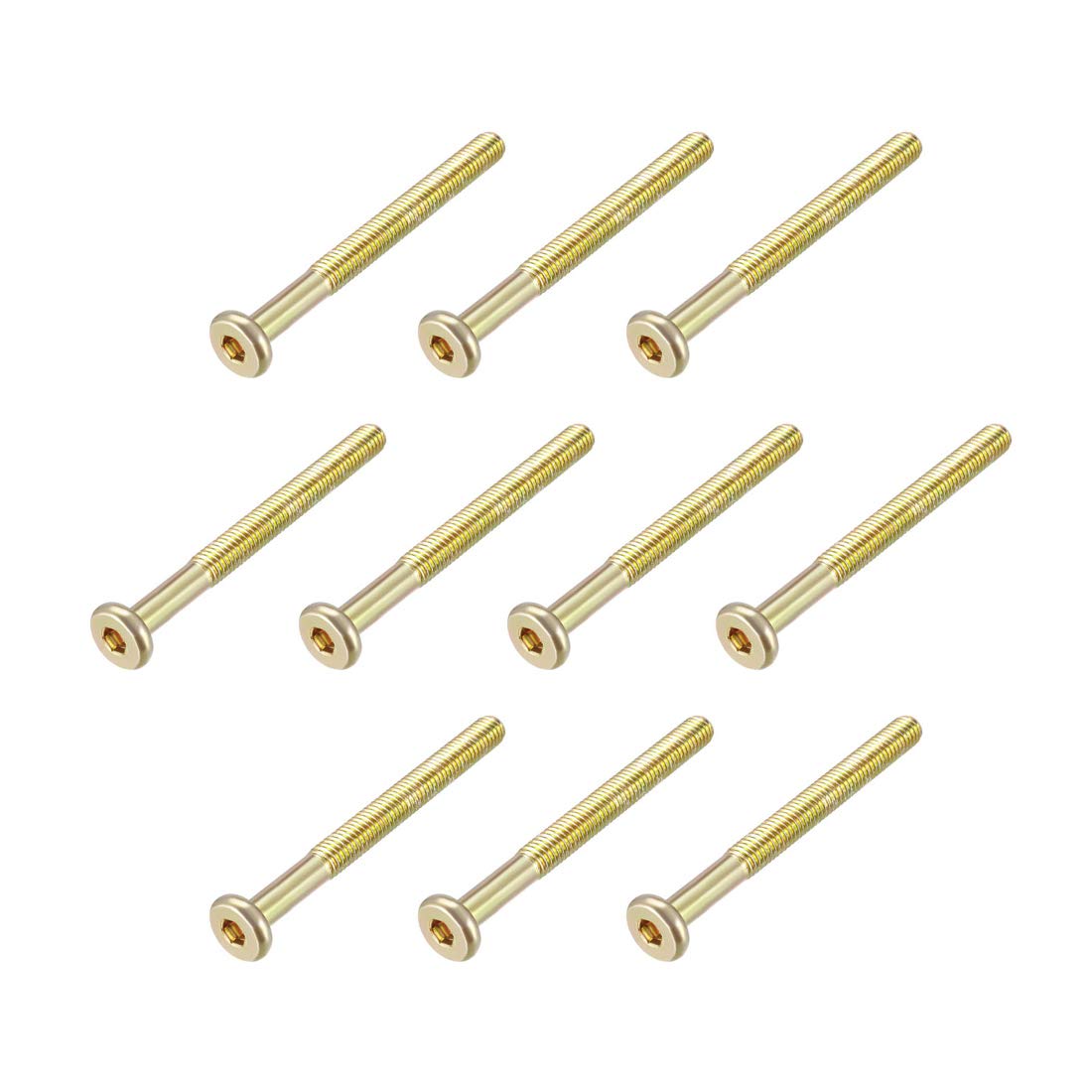 sourcing map M6x65mm Furniture Screw Hex Socket Machine Screws Zinc Plated Fasteners Bolts Half Thread Carbon Steel 10Pcs