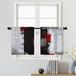 Batmerry Art Modern Abstract Window Curtain, Red