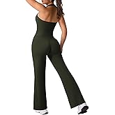 RXRXCOCO Halter Workout Sets for Women 2 Piece Padded Crop Tank Tops Straight Leg Yoga Pants Outfits with Hidden Pocket