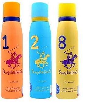 Beverly Hills Polo Club Women Deodorant No. 1/2/8- Pack Of 3 (150ml Each)