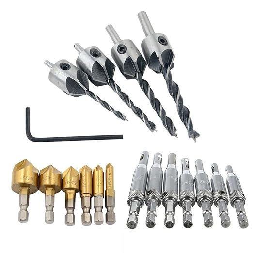 SODIAL 7 Stuecke Tuer selbstzentrierende Scharnierbohrer + 6 Stuecke