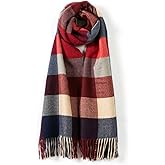 Villand Women's Wool Scarf - Cashmere Feel Winter Checked Scarves for Women, Large Soft Thick Shawls and Wraps with Gift Box