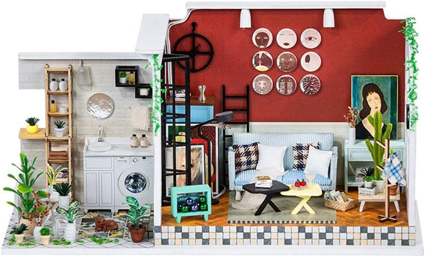 MAGQOO Dollhouse Miniature with Furniture, DIY Dollhouse Kit Plus Dust Proof 1:24 Scale Creative Room Idea(Hello Summer)