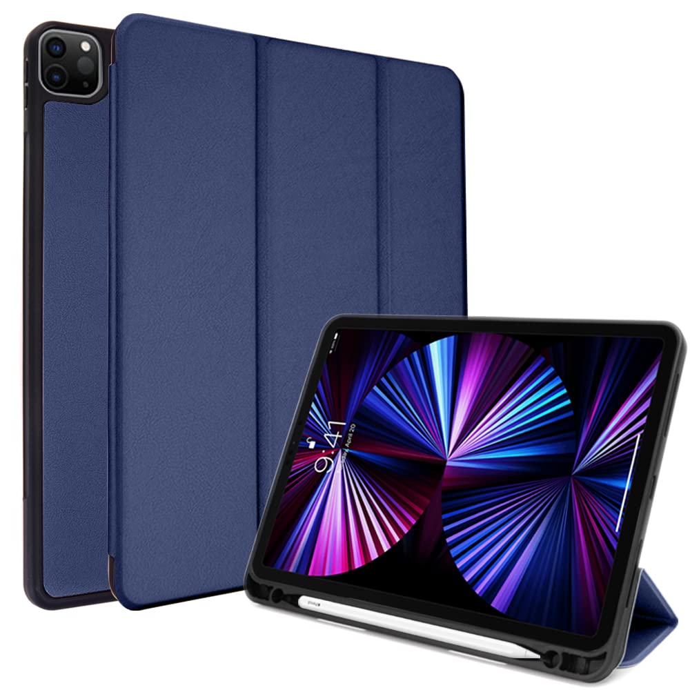 TECHGEAR Smart Case fits Apple iPad Pro 12.9 3rd 4th 5th 6th Generation [Apple Pencil Compatible] Smart Case Stand Cover with Corner Protection [Auto Wake/Sleep] for 2018 2020 2021 2022 - Blue