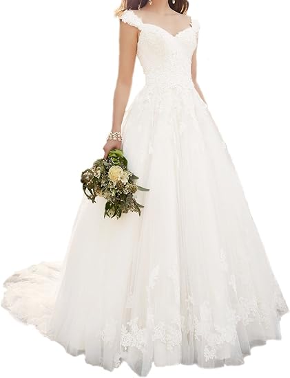 Jaeden Femmes Robe De Mariée Longue Robe Nuptiale Tulle Robe Mariage A Ligne V Col