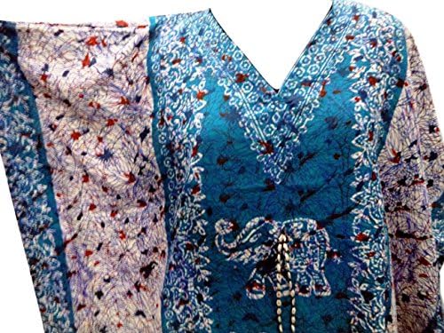 RiSi Women's Elephant Print Kaftan, V-Neck Kimono Long Caftan Dress