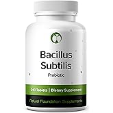 Natural Foundation Supplements Bacillus Subtilis Probiotic Supplement 240 Tablets 3 Billion CFU Probiotics for Men & Women Supports Intestinal Digestive & Gut Health (240, Bacillus Subtilis)