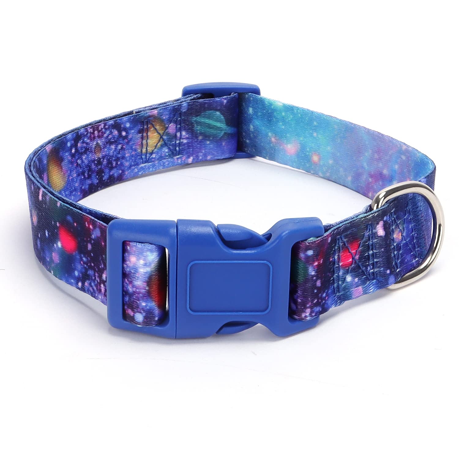 haoyueer Dog Collar for Small Medium Large Dogs, Adjustable Soft Puppy Collars with Quick Release Buckle Walking Running Training (M, Galaxy)