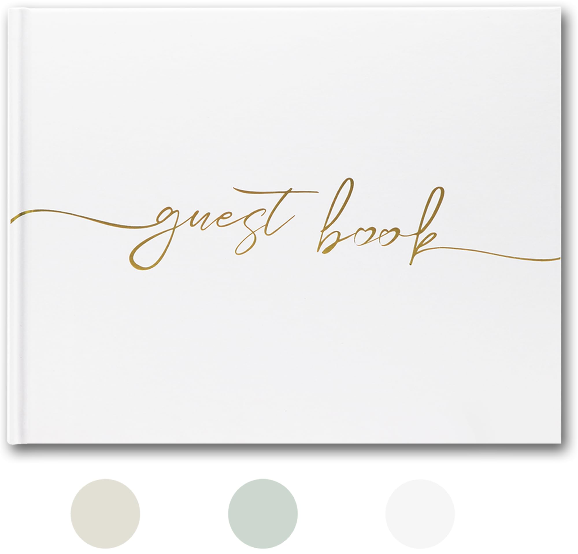 Wedding Guest Book - Elegant Guest Book for Weddings, Receptions, Baby Showers, and Special Events - 100 Blank Pages for Wedding Signatures and Photos (White)
