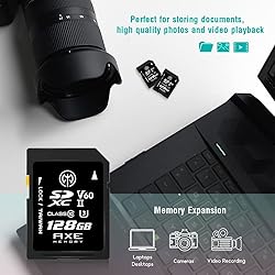 AXE MEMORY SD Card 128GB V60, 245MB/s UHS-II U3 4K