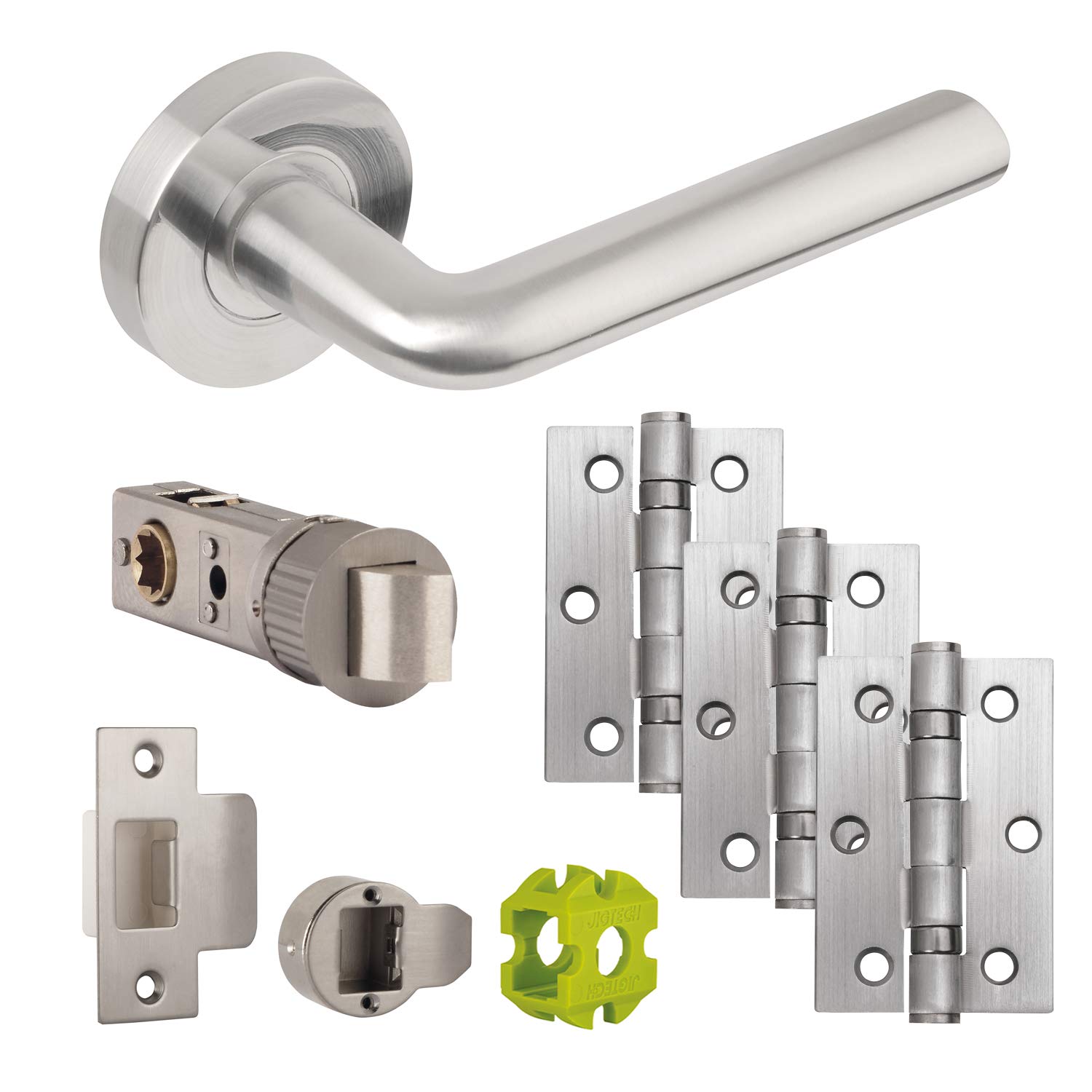 Jigtech JTB72225 Riva Door Pack-Latch, Satin Chrome, 57mm