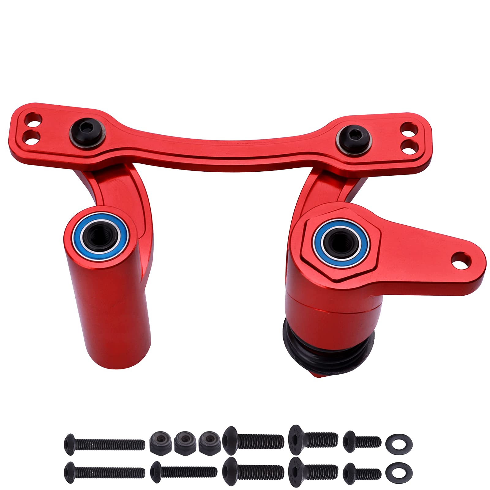 Photo 1 of Aluminum Steering Bell Crank Set Steering Rack Servo Saver Complete for Arrma 1/8 Kraton/Notorious/Mojave/Felony Infraction/Outcast/Typhon 6S BLX Upgrades Parts (Red)