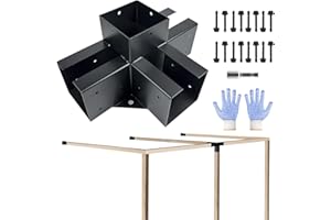 VoTwoofv pergola Bracket kit 4x4,4-Way Right Angle Corner Bracket Woodworks Pergola kit for Wood Beam (Actual: 3.5"x3.5'') Outdoor Gazebos, Patio Pergolas, Log Cabins - 1 Pack…