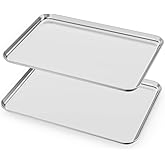 Baking Sheets Set of 2, HKJ Chef Cookie Sheets 2 Pieces Stainless Steel Baking Pans & Toaster Oven Tray Pans, Rectangle Size 20L x 14W x 1H inch & Non Toxic & Healthy & Easy Clean