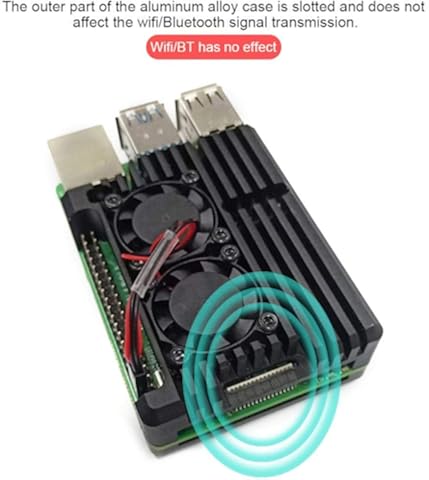 Cuttey Funda de Metal para radiador Funda para Raspberry Pi 4 con Ventilador Doble y Llave Hexagonal