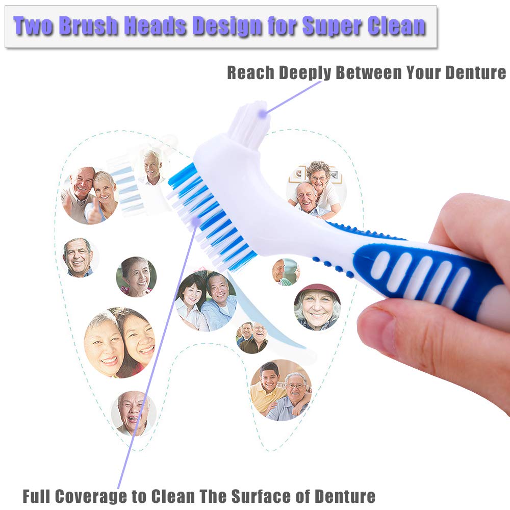 4 Pcs Denture Brushes with Double Sided Denture Cleaning Brush Heads for Denture Care : Beauty
