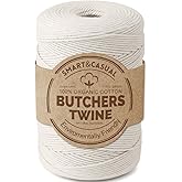 SMART&CASUAL 700 Feet 100% Cotton Butcher Twine String 2mm Food-Grade Cooking Twine for Kitchen Roasting Turkey Sausage Meat 
