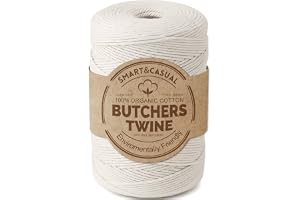 SMART&CASUAL 700 Feet 100% Cotton Butcher Twine String 2mm Food-Grade Cooking Twine for Kitchen Roasting Turkey Sausage Meat Prep Baking Crafts Crocheting Gift Wrapping Gardening