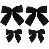 Large Velvet Hair Bows,Large Bows Alligator Clips Hair Accessories for Little Teen Toddler Girls Kids(Black 4pcs)