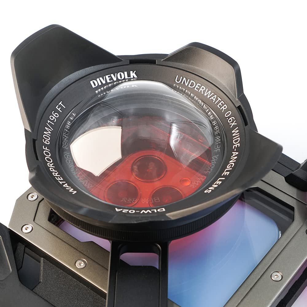 DIVEVOLK SeaTouch 4 MAX kit with 0.6X Wide Angle Lens for iPhone 12/12 Pro/12 Pro Max/13/13 Pro/13 Pro Max/14/14 Pro/14 Pro Max/15/15 Pro/16Pro/16Pro Max