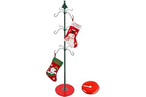 AXCOIX 71 Inch Adjustable Christmas Stocking Holder Stand for Floor, Heavy Duty Freestanding Stocking Holder with 12 Metal Hooks, Anti-Sway Stocking Rack Hanger Stand with Water Weight Bag for Holiday Decor