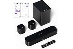 ULTIMEA 5.1ch Sound Bar with Subwoofer, Home Theater Virtual Surround Sound System for TV, Soundbar with App Control, 2 Surround Speakers, Opt/AUX, Peak Power 250W, Aura A30