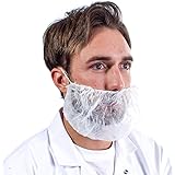 100 Pack of Disposable White Beard Covers. Industrial Grade Beard Caps. Heavy Duty Beard Caps. Facial Hair Covering. Single L
