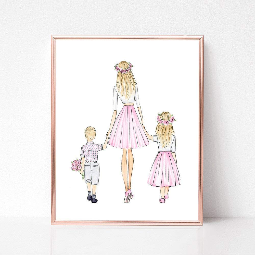 Unframed Customizable Mothers Day Son And Daughter Fashion