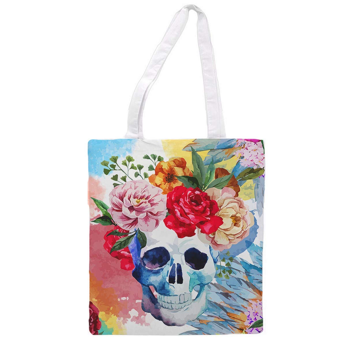 Nacnic Tote bag CALAVERA fabric with flowers. multipurpose shoulder strap