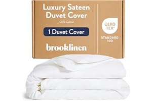 Brooklinen Luxury Sateen Duvet Cover - 100% Cotton, King/California King Size in White with Extra-Long Corner Ties and Button Closure - Best King/Cali King Duvet Covers
