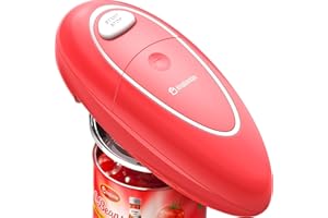 KINGGARDAN Electric Can Opener, One-Touch Automatic Can Opener with Smooth Edge, Battery Operated Handheld Can Opener for All Can Sizes, Best Kitchen Gadget for Seniors, Arthritis, and Weak Hands, Gifts (Red)