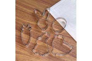 5 PCS Stainless Steel Easter Cookie Moulds, Bunny Carrot Chicks Cake Moulds for Home Baking Picnic Camping