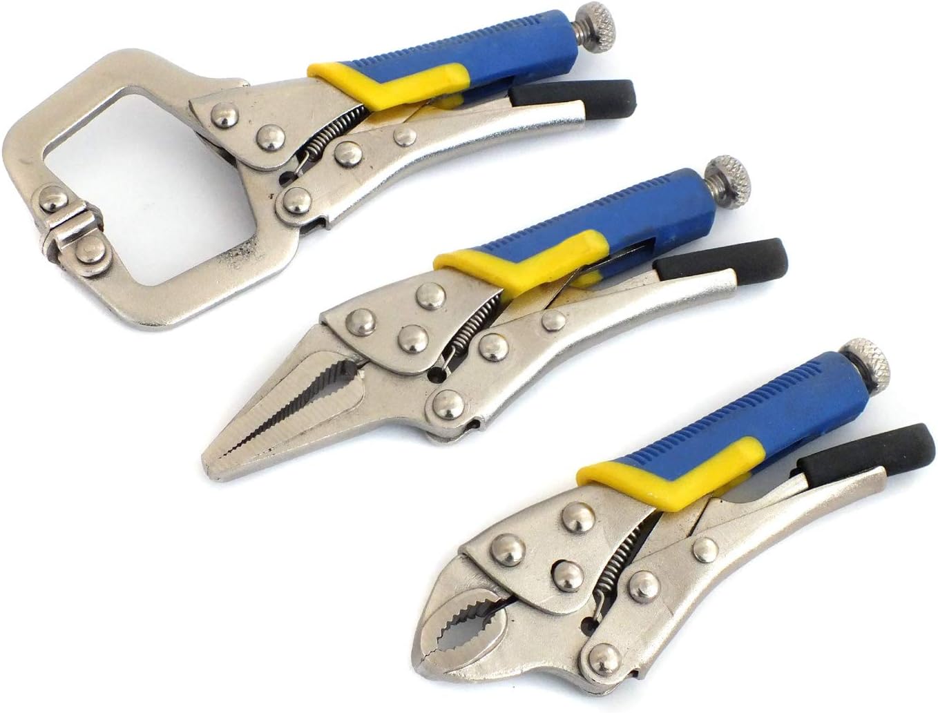 3 Piece Mini Adjustable Locking Mole Grip Pliers & Welding CClamp Set