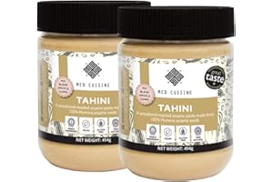 Med Cuisine Tahini (1LB X2) - All Natural 100% Roasted Humera Single Origin Sesame Seeds Paste - Vegan, Gluten-Free, Peanut free, Nut free, Soy free - 1LB x 2 Pack