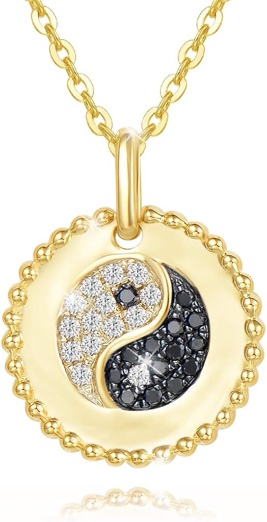 Agvana Mothers Day Gifts 14K Solid Gold Diamond Yin Yang AGVANA