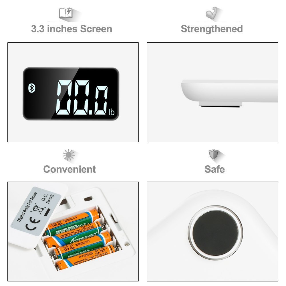 Body Fat Scales DIKI Bluetooth Body Weight Scale with iOS and Android