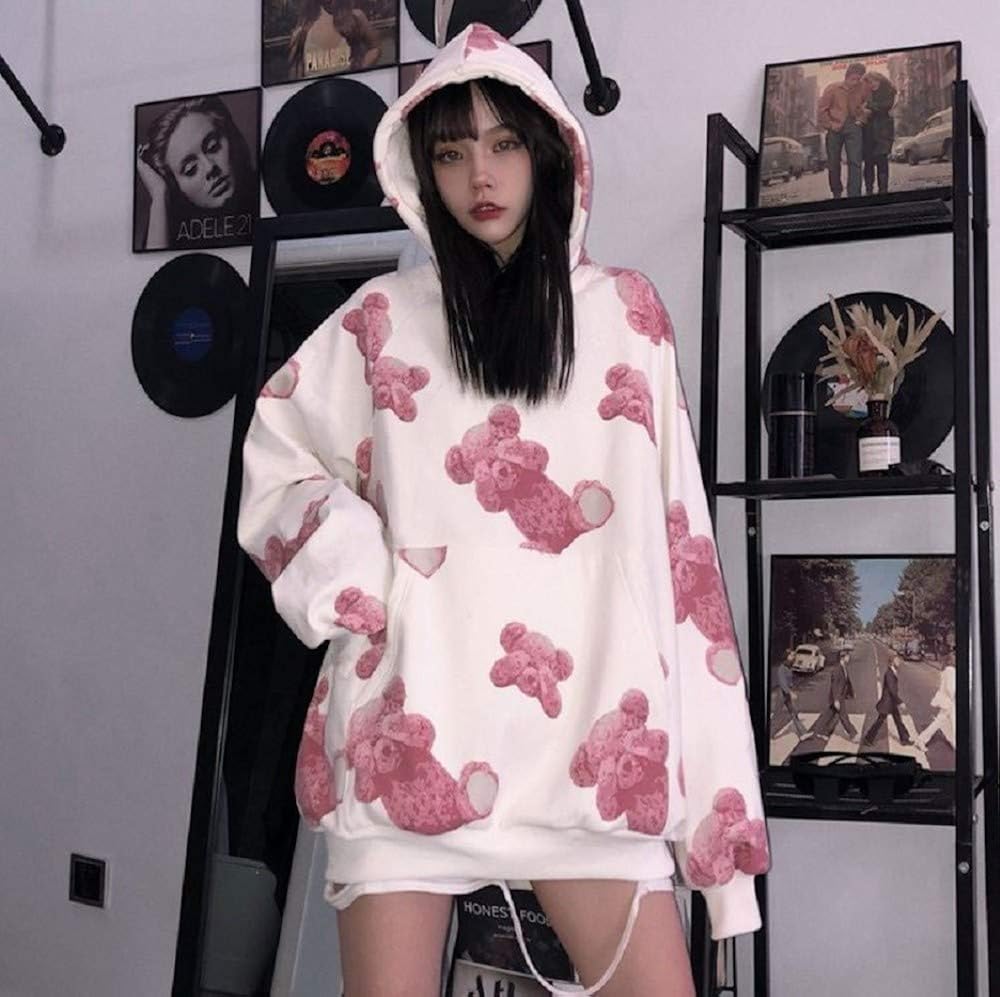 Amazon パーカー テディベア クマさん 熊 Bear ベア テディー 韓国ファッション 闇 病み 韓国 オルチャン 韓流 ゴシック ゴスロリ V系 ヴィジュアル系 ロリータ ゴス ダーク系 K Pop 韓国 ビッグシルエット プルオーバー お洒落 ユニセックス トレーナー パーカー 通販