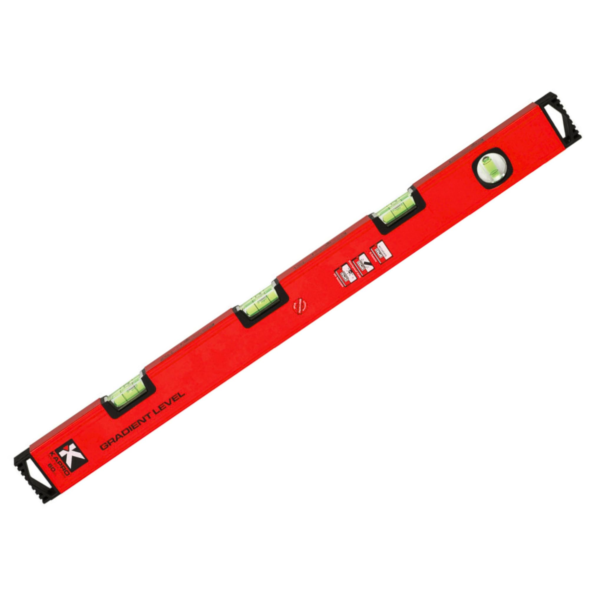 Kapro - Nivel de caja de gradiente superior 105 - Con medidas de pendiente - Cuenta con viales inclinados preestablecidos, tapas de extremo de goma, superficie de precisión finamente fresada - Calibrado a mano - Aluminio - 24 pulgadas