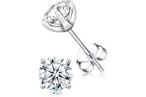 Stud Earrings for Women Men Girl, COMOSO 5A Cubic Zirconia Round Cut Lab Created Diamond Elegant 4-Prong Rosa Golden Earrings Promise Birthday Christmas Gift