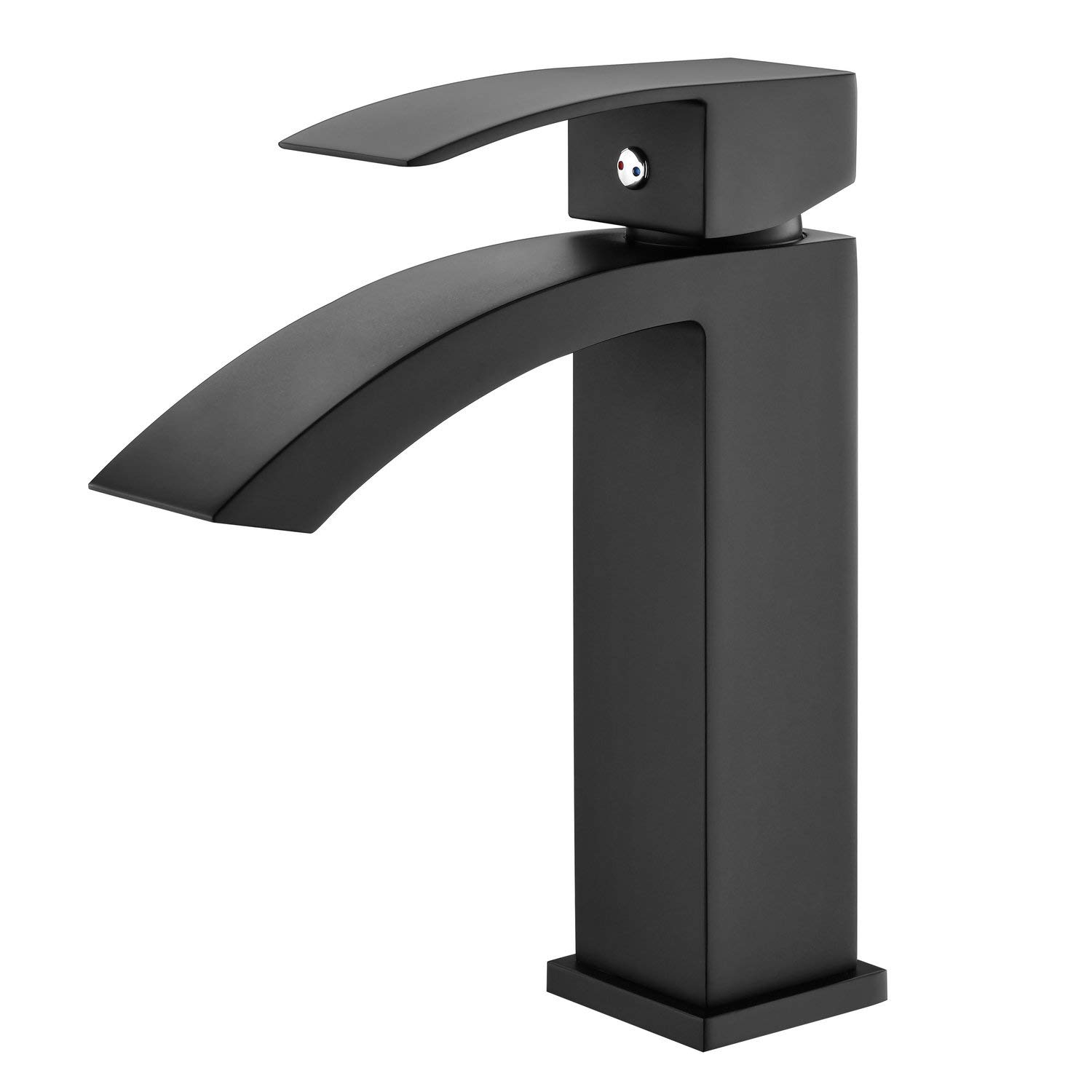 Bathroom Sink Taps Matte Black Bathroom Waterfall Faucet Single Hole Single Handle Bathroom Faucet Vanity Taps Gudetap GT1731B