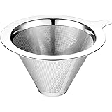 ANNMEXX Upgraded Pour Over Coffee Filter, Coffee Dripper, Paperless Mess Stainless Steel Coffee Filter, Maker One to Two Cup 