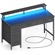 Lufeiya Bureau d'ordinateur blanc avec tiroirs à fichiers, bureau de