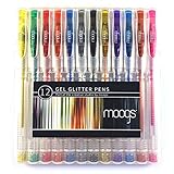 Gel Glitter Pens - 12 colored pens with glitter ink. With smooth even flow these pens won't bleed. Comes with a protective case. MAKE AWESOME ART THAT POPS!