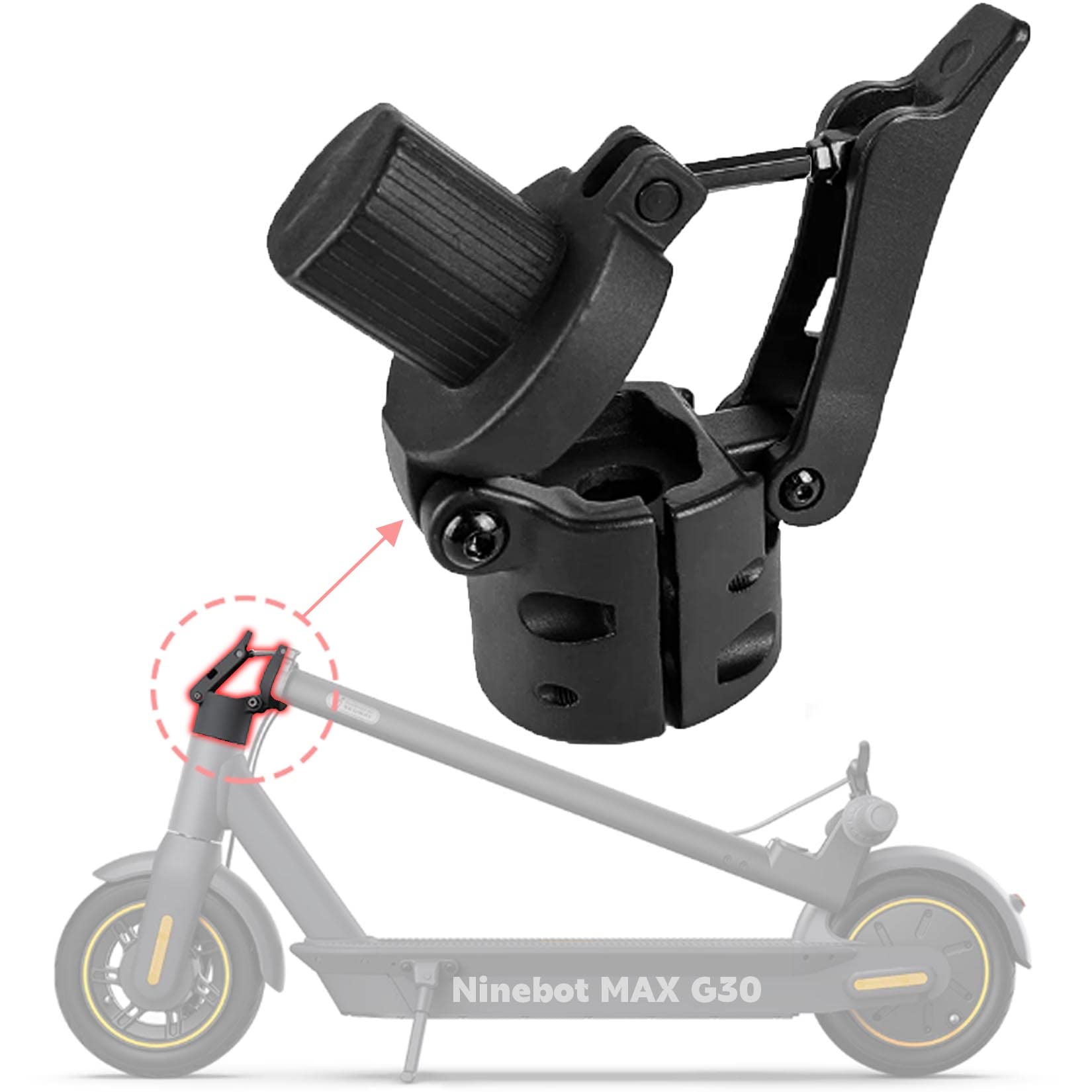 Photo 1 of Felixstroy Scooter Folding Pole Base, Folding Hook Folder Compatible for Ninebot Max G30p G30LP Electric Scooter, Hinge Bolt Repair Shaft Locking Screw Replacement Novel-Folding Parts