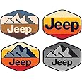 Jeep Mountain Range and Stripes Logos Premium Vinyl Stickers Hex 4" x 3" (Pack of 4)