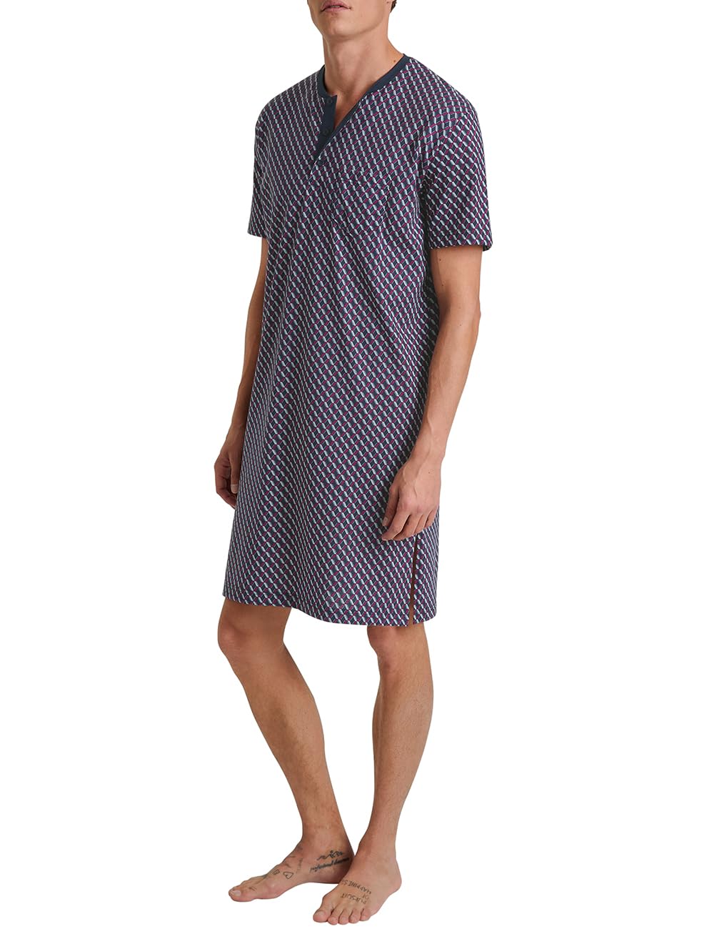 CALIDA Men's Relax Imprint Nightdress, Mars Red, 52-54, Mars Red, 52-54