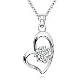 USHIGOO S925 Sterling Silver with Zirconia Heart-Shaped Fashion Pendant Necklace with Gift Box,Gift for Loved Ones|Mother, Girlfriend, or Special Women