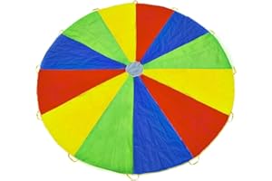 Rettebovon Parachute with Handles 6ft 8ft 10ft 12ft 16ft 20ft Play Parachute Games for Outdoor Team Games,You Can Also Use it for Trampoline Cover Picnic Mat Furniture Cover