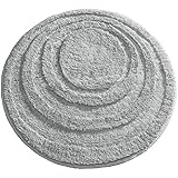 mDesign Round Microfiber Non-Slip Bathroom Mat/Rug for Bathroom, Vanity, Bathtub/Shower, Dorm Room - 24" diameter, Gray
