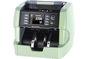 NUCOUN Mixed Denomination Money Counter Machine, Value Counting, 2CIS/UV/IR/MG/MT Counterfeit Detection, 32 Currency, Green Bill Counter,Serial Number, Printer Enabled, Cash Counter
